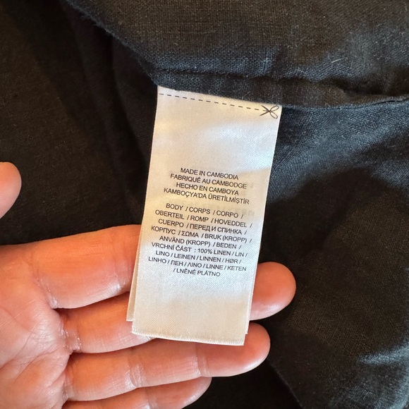 RL Black Label Linen black button down top with rolled sleeves. Size XL - Picture 6 of 8